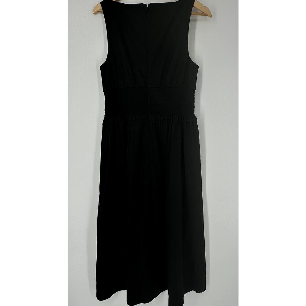 NWT J. Crew Plunge Smocked-Waist Dress Sz M Cotton Poplin Summer A Line Midi - Picture 5 of 9